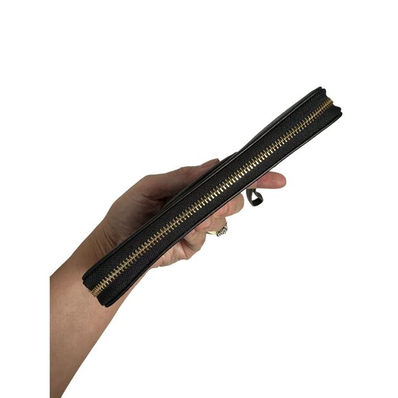 Coach DEMPSEY Large PHONE WALLET Pebbled Leather Black NEW - Picture 4 of 11